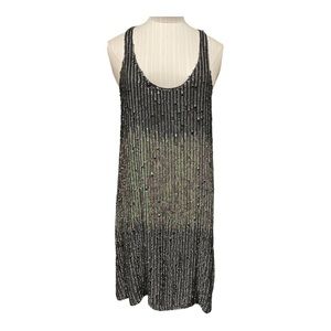 Parker Grey Ombre Sequin Racer Back Party Dress - Size Large